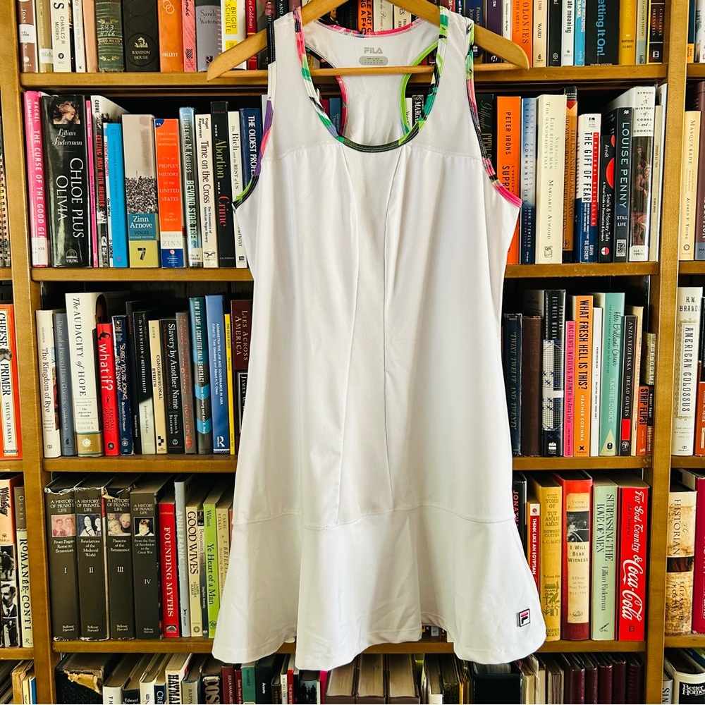 Fila White Racerback Sleeveless Tennis Pickleball Drop Waist Dress size XL